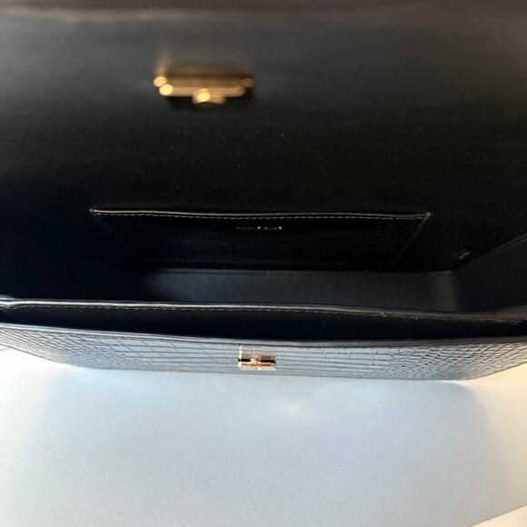 Anine Bing Elly Shoulder Bag‎ Croc Embossed Black Leather Purse - Picture 7 of 10